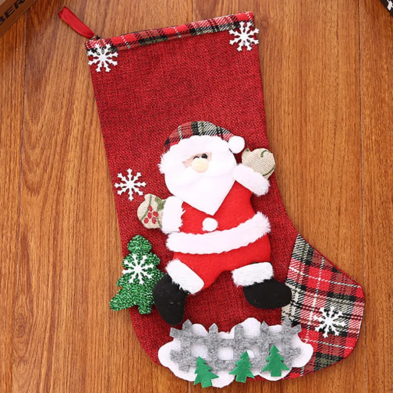 Tas hadiah kaus kaki Natal, 1 buah tas hadiah, dekorasi Natal, alat peraga suasana, dekorasi pesta liburan, tas hadiah permen DIY