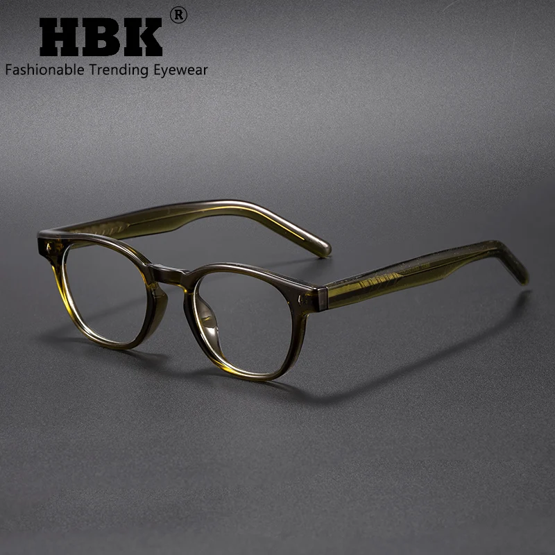 

HBK Fashion Punk Glasses frames for men Round frame Cellulose Propionate Temple Tips Women Anti Blue Light Glasses Frame