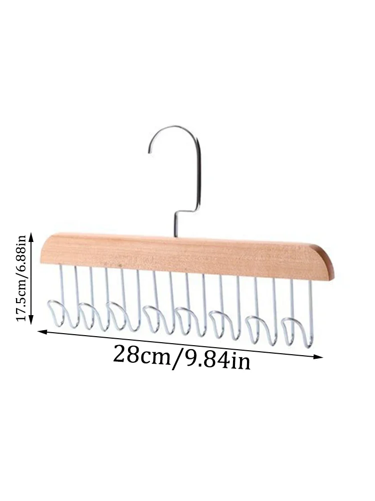 1 /2 Solid Wood 8 Hook Hanger, Underwear, Vest, Tie Multi-Functional Hook, Suitable For Dormitory, Apartment, Bedroom Finishing