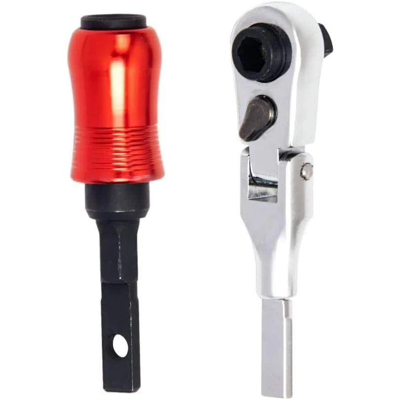 Fit for Leatherman Multi Tool Accessories, Red Flat Bit Extender & Flex Head Ratchet Wrench Adapter, 2 Pack