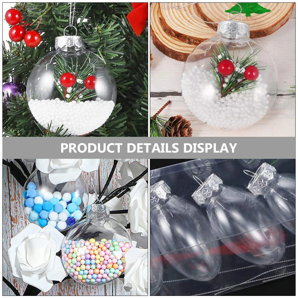 12Pcs Clear Plastic Christmas Ball Fillable Ornament Xmas Tree Hanging Bauble Pendant 2024 Christmas Home Decoration Navidad