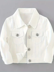 2024 new kids' slouchy loose white denim jacket