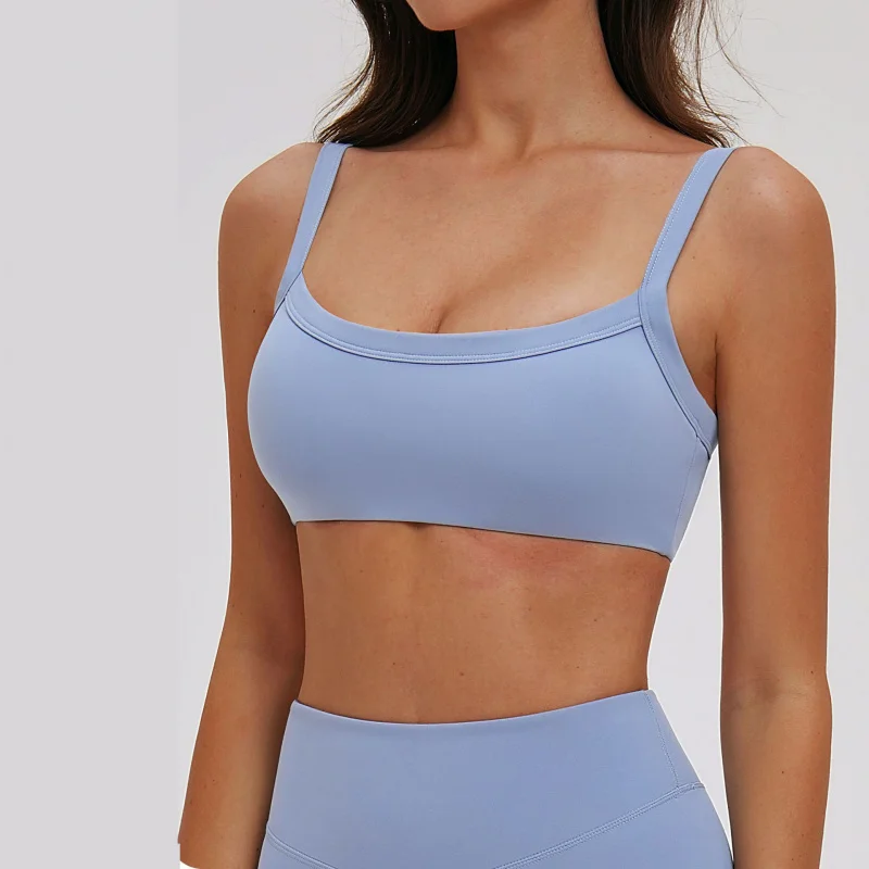 

Double Strap Yoga Top Hollow Back Tight Sports Bra Solid Color Tight Women's Underwear For Outdoor Running Fitness Activewear