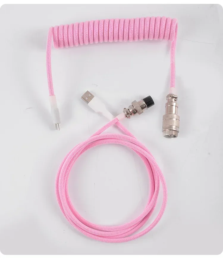 Type C USB Aviator Coiling Cable for Gaming Desktop Mechanical Keyboard with Durable Spring Design for Data Power Transfer
