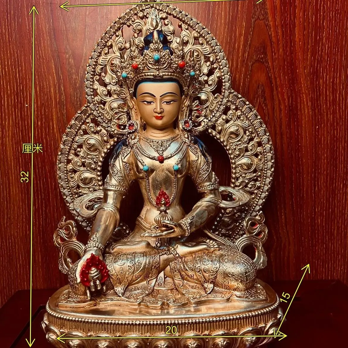 King Jizang Bodhisattva Tibetan craftsmanship pure copper fine polishing gilt offering one foot Buddha statue ornament The botto