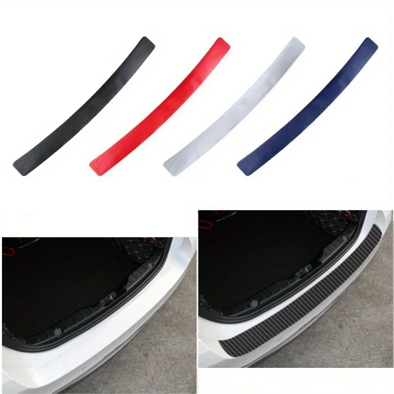 Universal Rear Trunk Guard Plate Sticker Car Rear Bumper Trim Anti-Kicked Scratch Protection Sticker Strip 3D Carbon Fiber Film