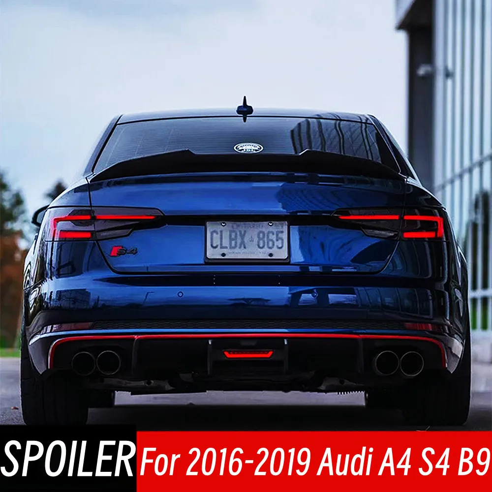 PSM w stylu FRP czarne karbonowe tylne wargi bagażnika ze skrzydłami do Audi A4 S4 B9 2016 17 18 19 akcesoria do tuningu zewnętrznego samochodu