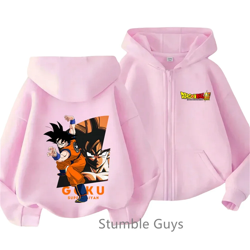 봄과 가을 애니메이션 드래곤 볼 Z 까마귀 아동복 Goku 운동복 만화 긴 지퍼 후드 아동상의