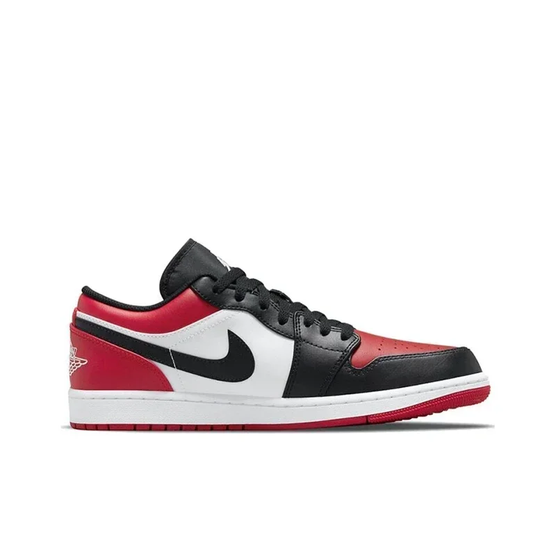 Original Air Jordan 1 Low "Bred Toe" Red Black White For Men's Classic Retro Basketball Street Casual Sneakers Shoes  553558-612