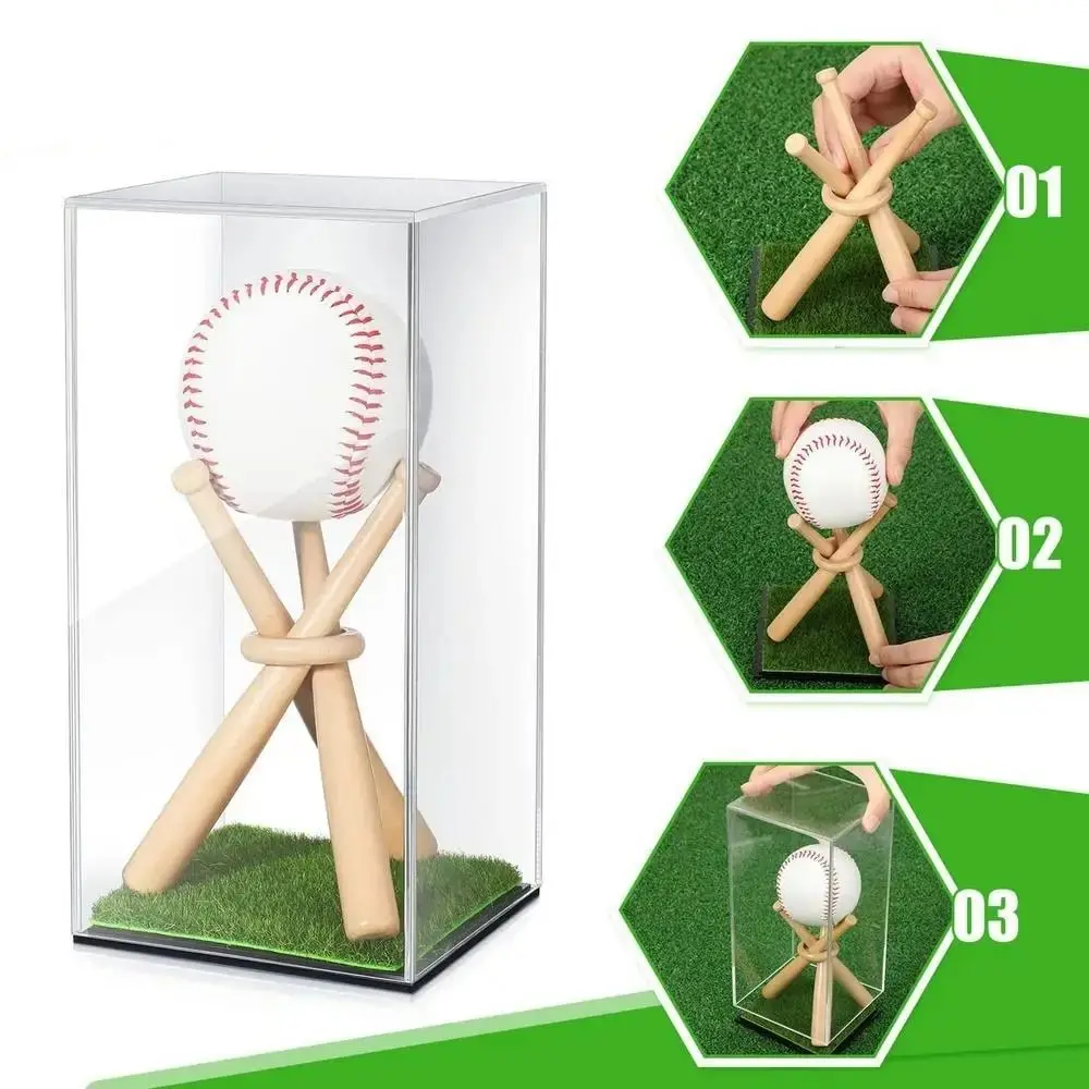 

Acrylic Baseball Storage Boxes Dustproof Square Cube Baseball Display Stand Waterproof Transparent Baseball Holder Case Softball