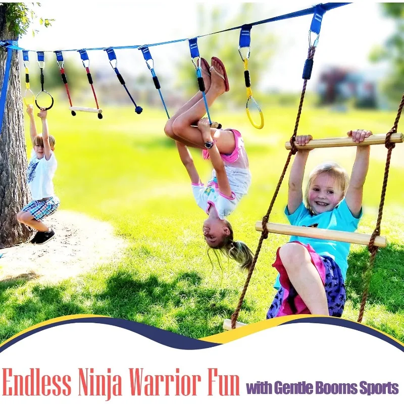 Ninja Warrior Obstacle Course for Kids - 600 lbs Weight Capacity, Slackline Obstacle Course with 8 Ninja Accessories