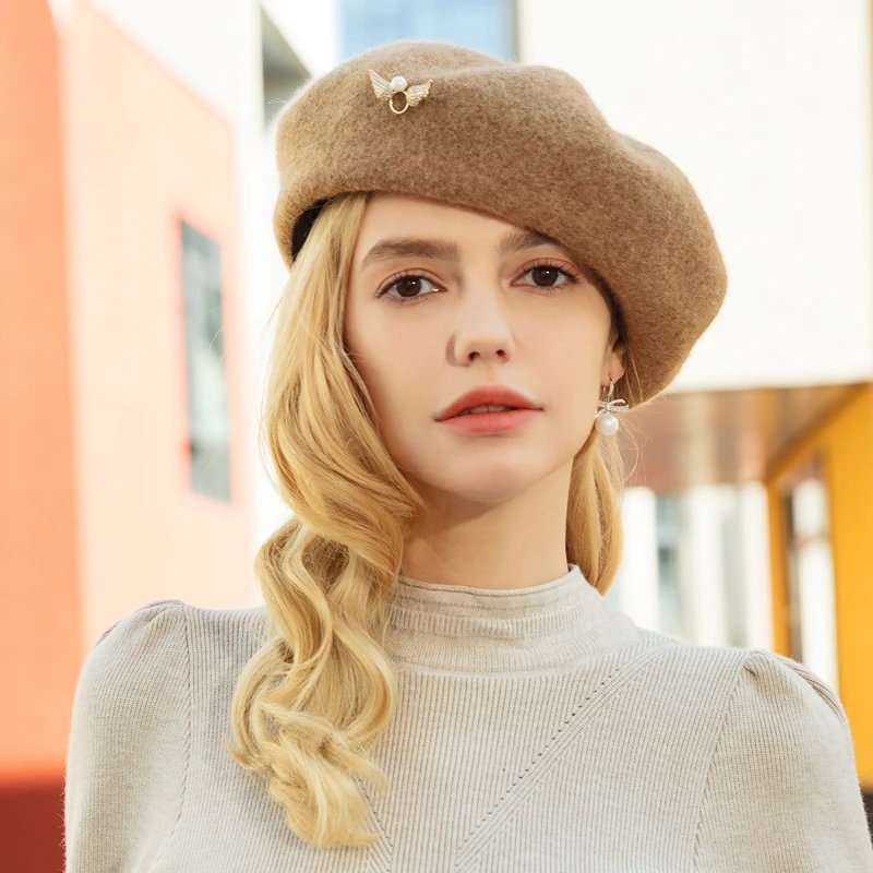 

X4200 Knitting Beret Cap Fashion Wool Bud Hat Simple Casual All-color Hat Woman Peaky Blinders Wool Knitting Hat