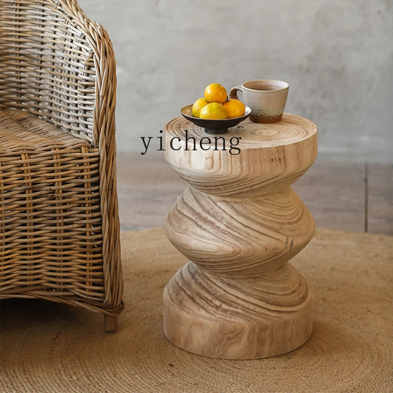 

ZYA Original Wabi-Sabi Style Small Side Table for Homestay Decoration Vintage Living Room Solid Wood Sofa Small Coffee Table