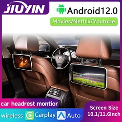 11.6''/10.1'' Android 12 2G+32G Car Headrest Monitor IPS TV Display With RCA AV Wifi  Car Rear Seat Screen Video Player