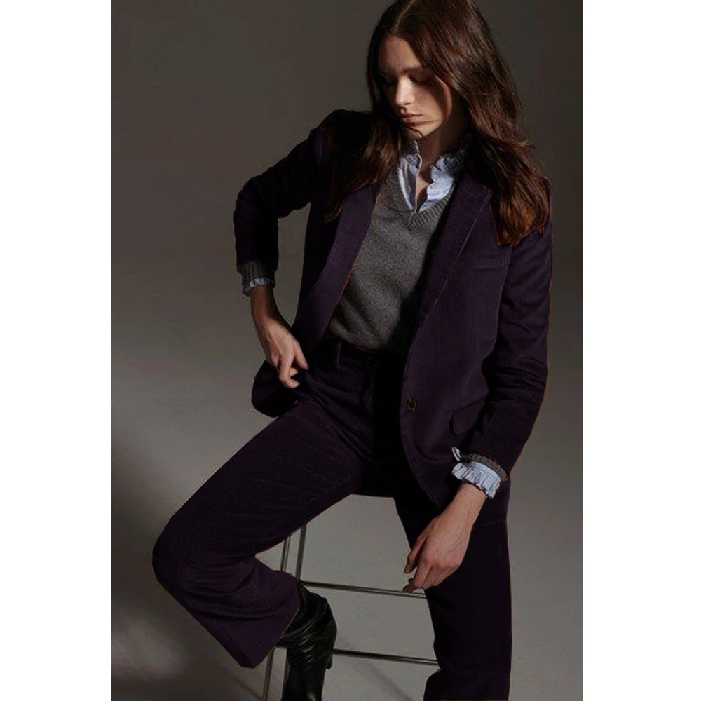 2 Piece Sets Women Outfit 2024 New Women's Corduroy Suit Two-piece Commuting Work Suit Suit Groups of Pant Stage Woman Pants