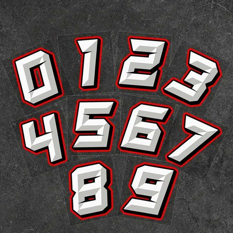 0-9 Creative Arabic Racing Number Waterproof Vinyl Decal Helmet Sticker For Motorcycle Car Scooter Styling Decor