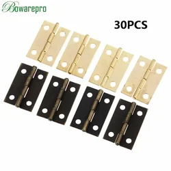 Minibisagras de bronce antiguo para puerta de armario, herrajes cuadrados para cajón de armario de madera, joyero, muebles, 24x16MM, 30 piezas