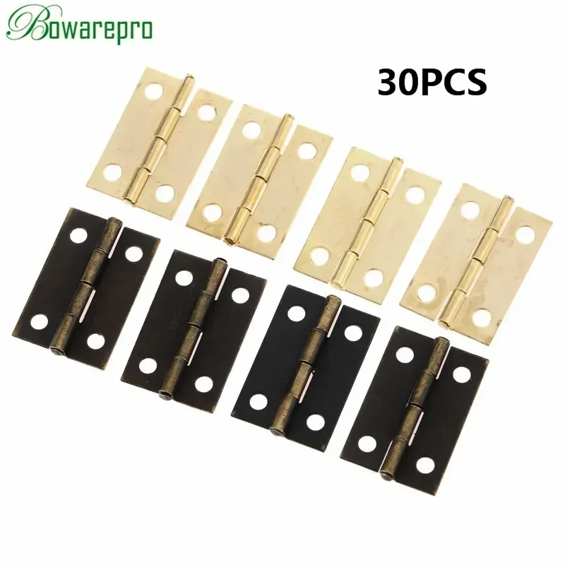30 sztuk Mini antyczny brąz zawiasy kwadratowe zawiasy do drzwi szafki do drewnianej szuflady szafki pudełko z biżuterią sprzęt meblowy 24*16MM