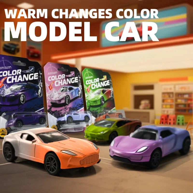 Topmaya mini carro mágico de liga com mudança de cor de água e temperatura 1:64, modelo de corrida retrátil com escorregador durável à prova de colisão para meninos e crianças