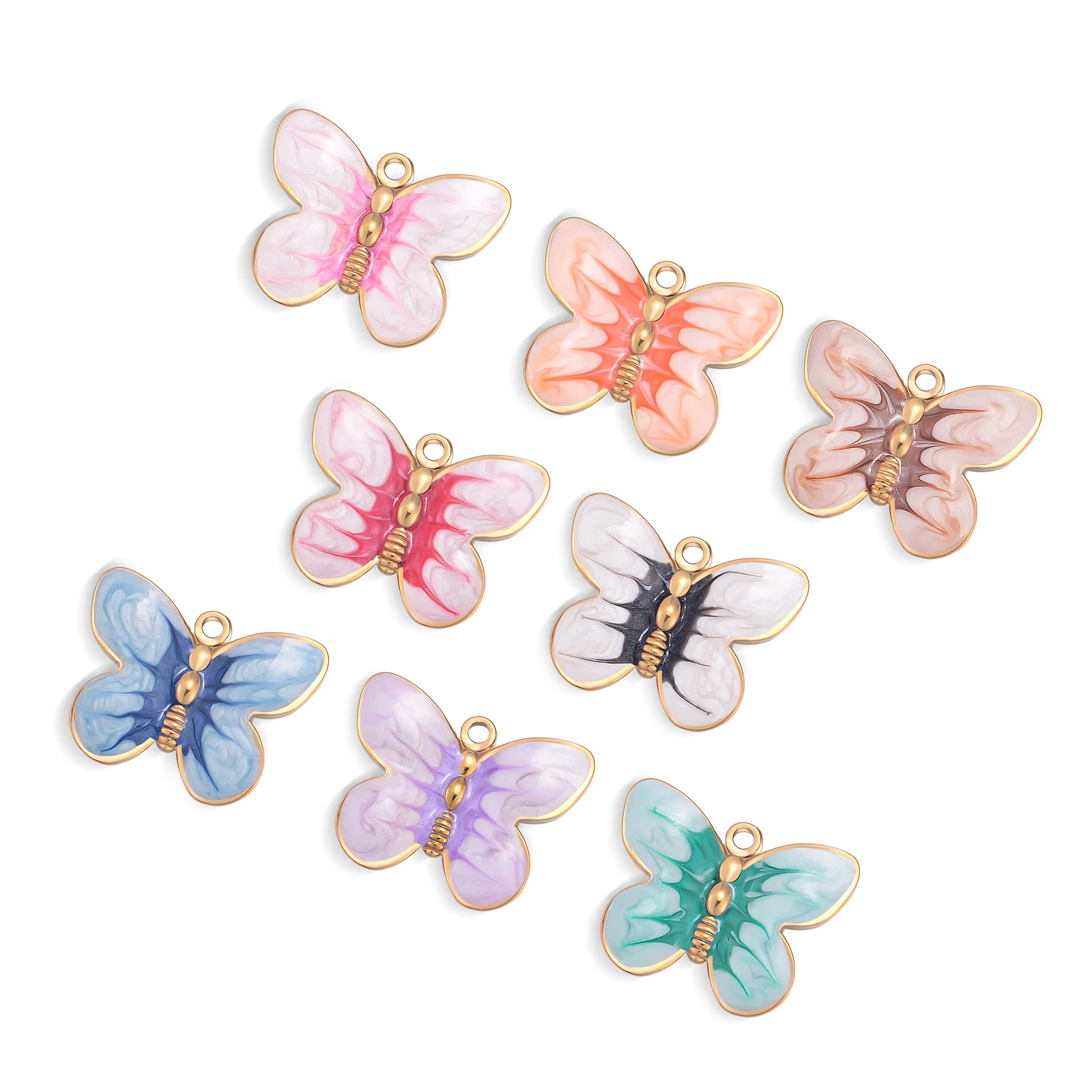 

3Pcs Colorful Enamel Stainless Steel Butterfly Charms Pendant for DIY Earring Necklace Cute Jewelry Making Supplies Finding