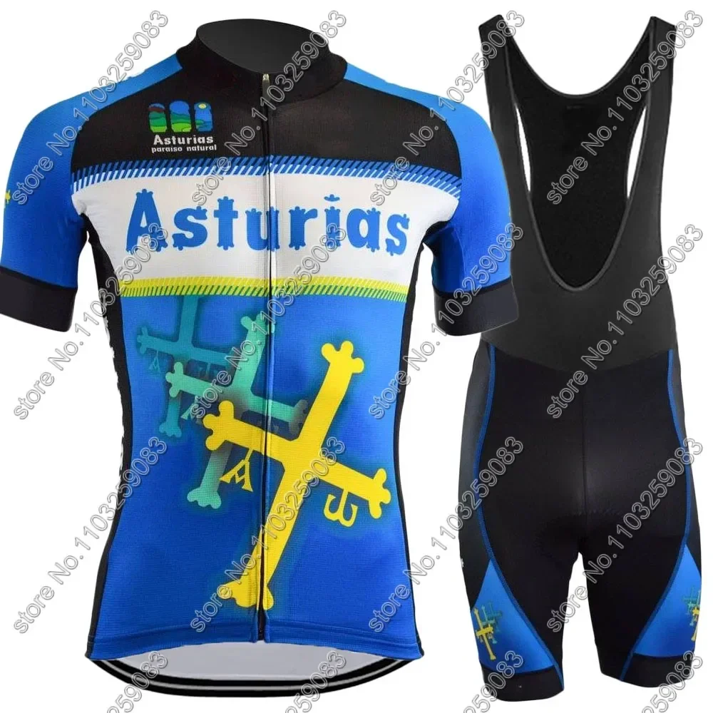 Asturias Cycling Jersey 2024 Team Set Summer Spain Clothing Road Bike Shirts Suit Bicycle Bib Shorts MTB Wear Maillot Ropa