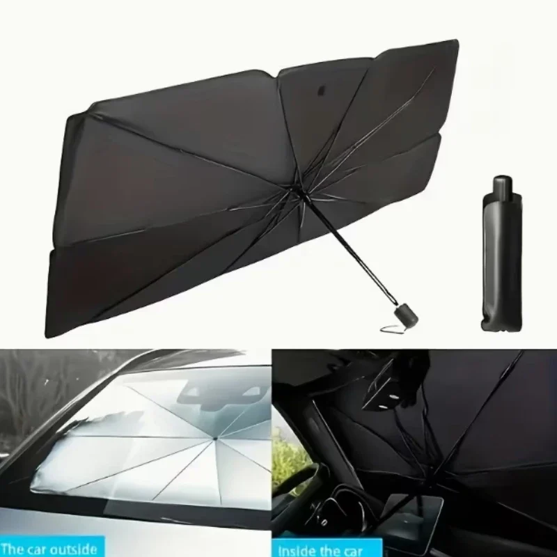 Car Windshield Sunshade Retractable Sunscreen Heat Insulation Parasol Foldable Anti-UV Sun Shade Cover for SUV Sedan WORLDKPI