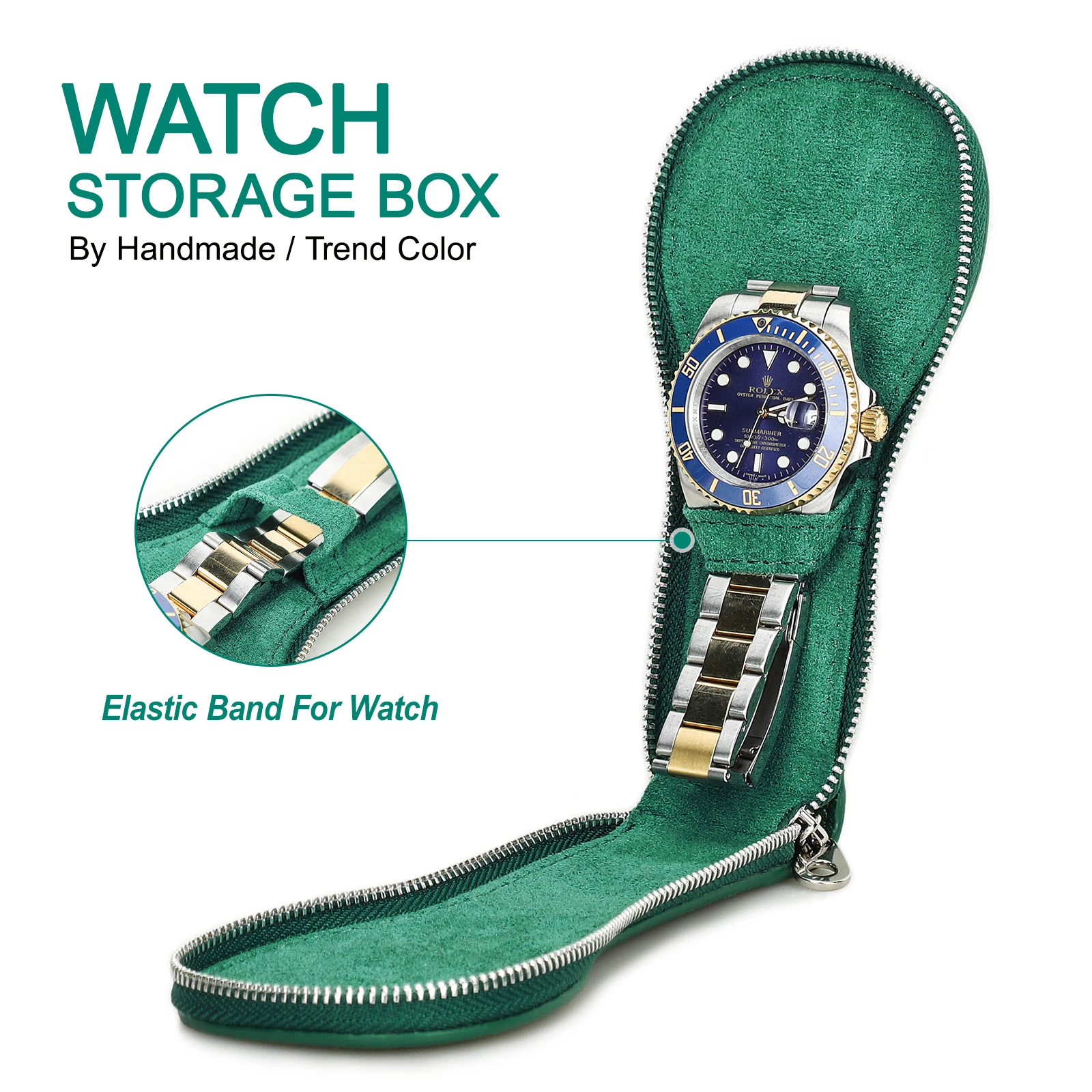 CONTACTS FAMILY Genuine Leather Single Slot Watch Case Portable Watches Case Holder Travel Wrist Jewelry Storage Pouch