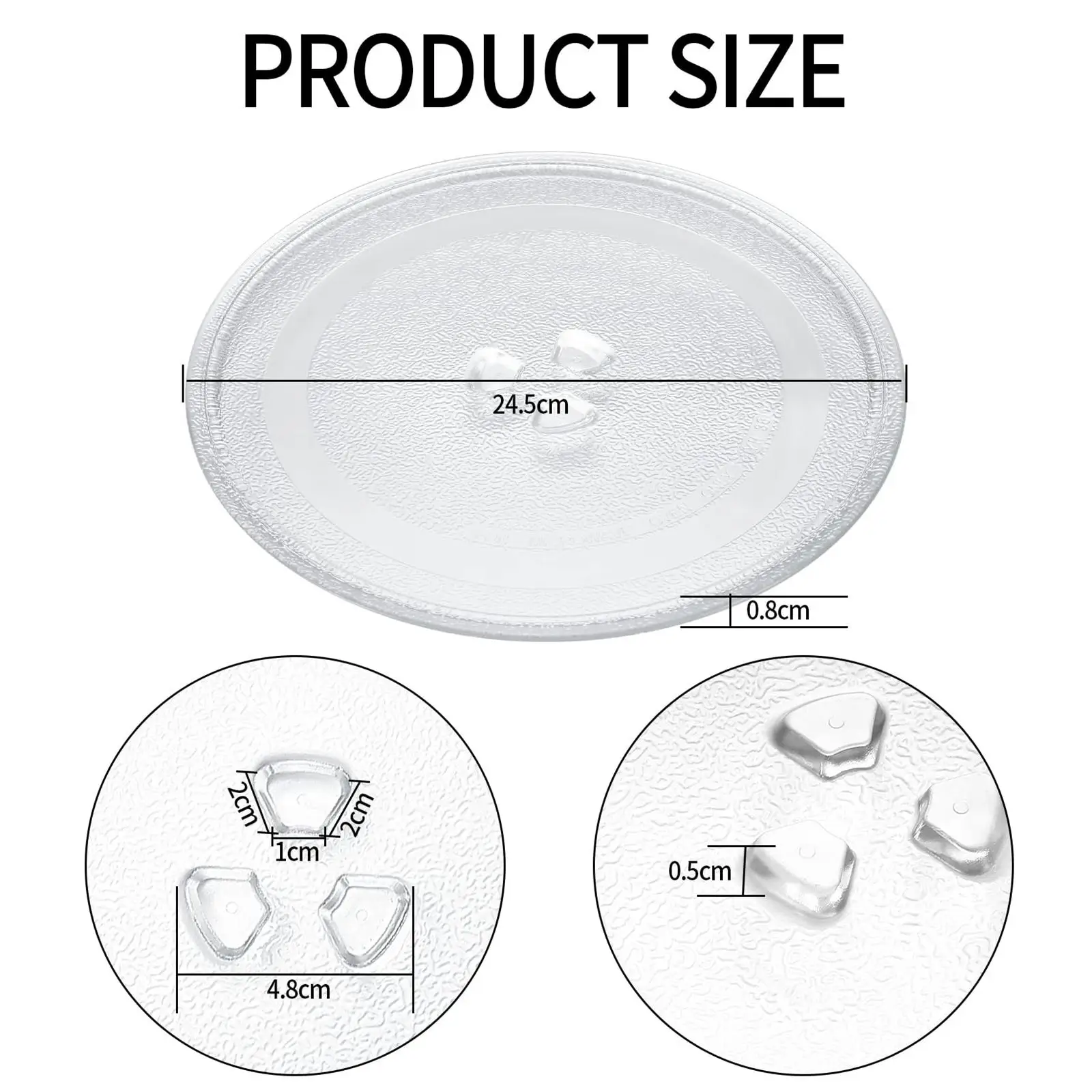 Microwave Glass Plate Turntable Cooking Tray Replacement 9.6Inches for Small Microwaves Accessory Durable Resistant