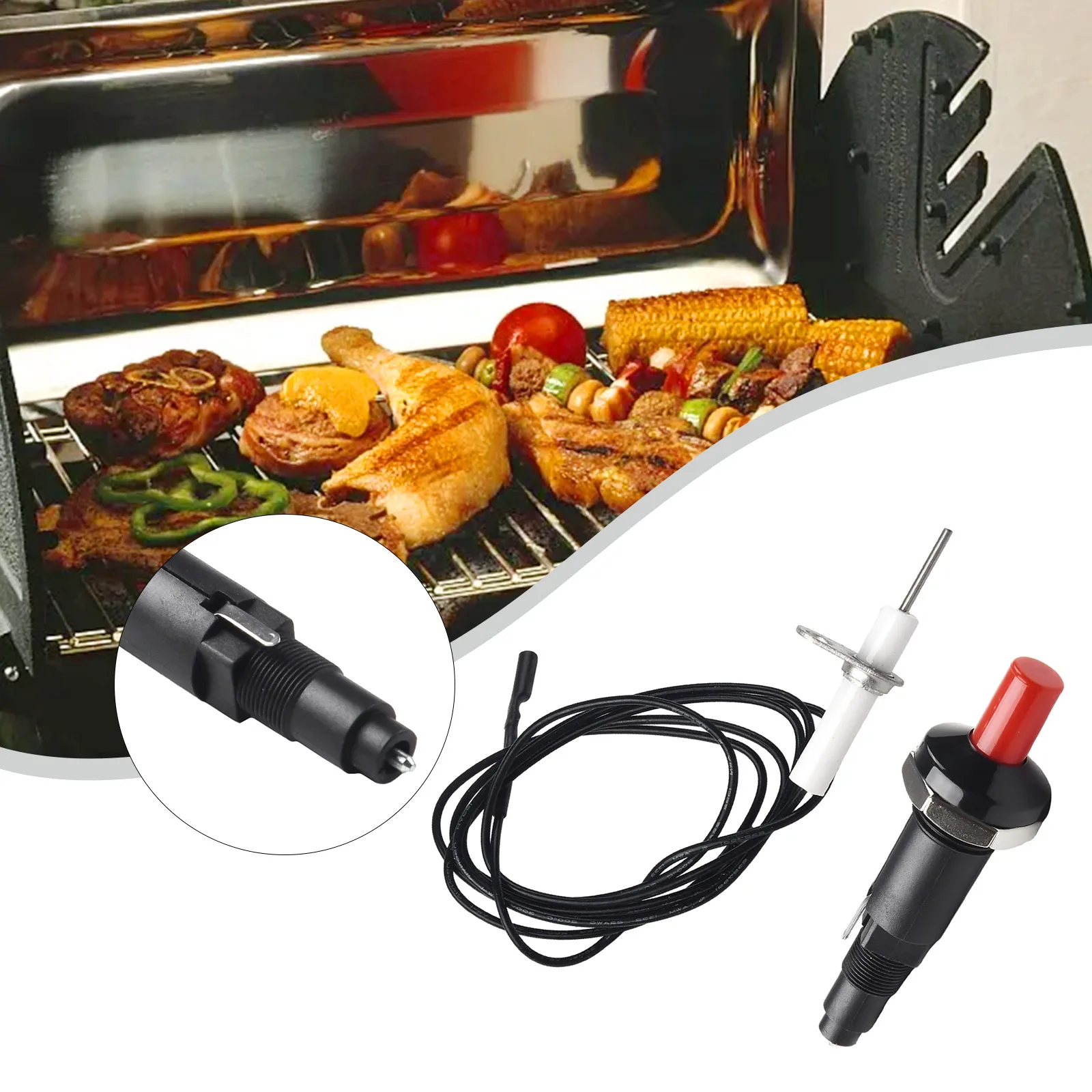 1pc Piezo Spark Piezo Spark Ignition 18KV 3PF 5-6mm Camping Ovens Portable Push Button With Cable 2.3mm Terminal Barbecue Tool