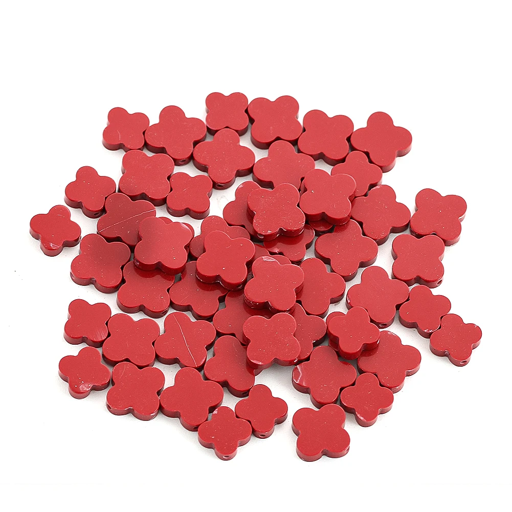 1pcs Four-leaf Clover Beads 8/10mm Natural Red Agate Loose Spacer Beads for Jewelry Making DIY Necklace Earrings Accessories