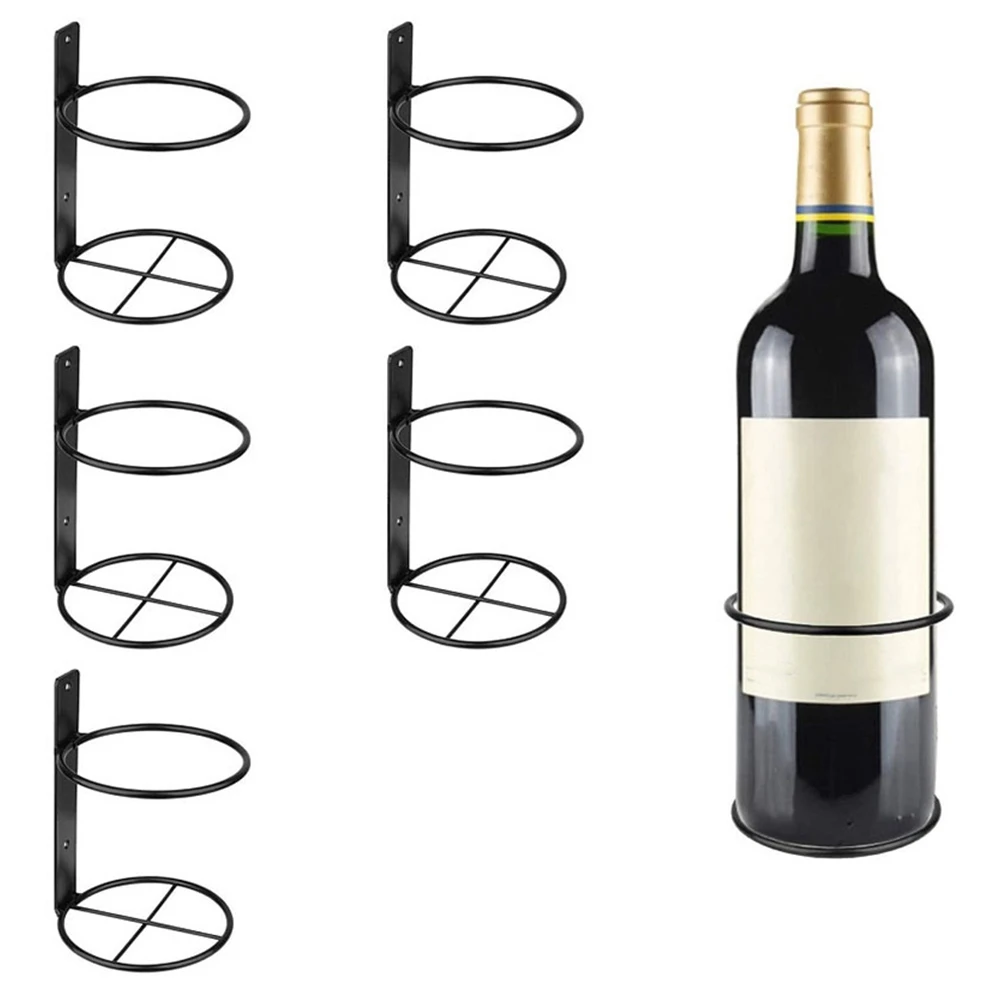 Wine Wall Holder, 6 Pack Wall Mounted Wine Rack, Metal Wine Bottle Display Holder for Wine Storage Wall Wine Theme Decor