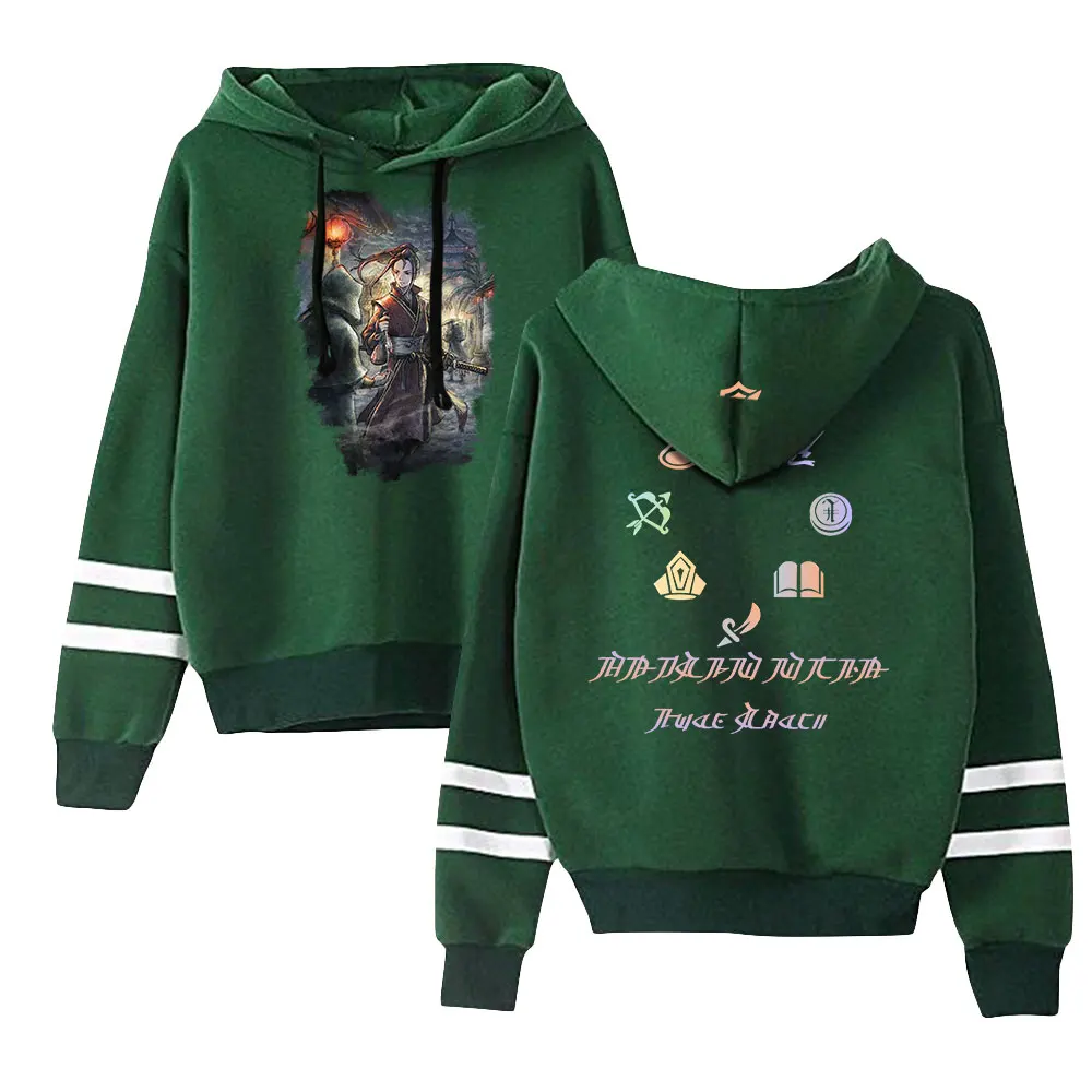 Octopath Traveler Hoodie permainan uniseks Pocketless paralel bar lengan Streetwear Wanita Pria Sweatshirt pakaian Harajuku