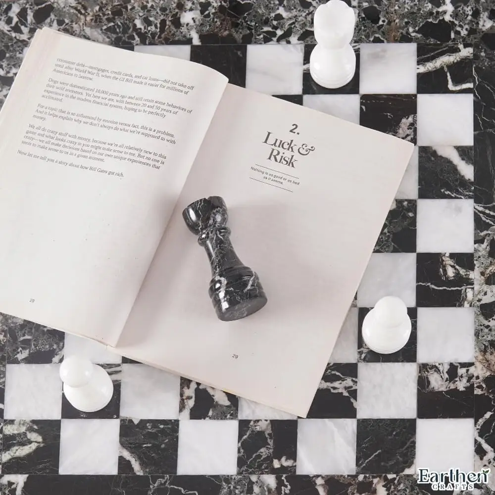 

Marble Chess Set 15' Black White Zebra with Storage Box for Beginners & Pros
