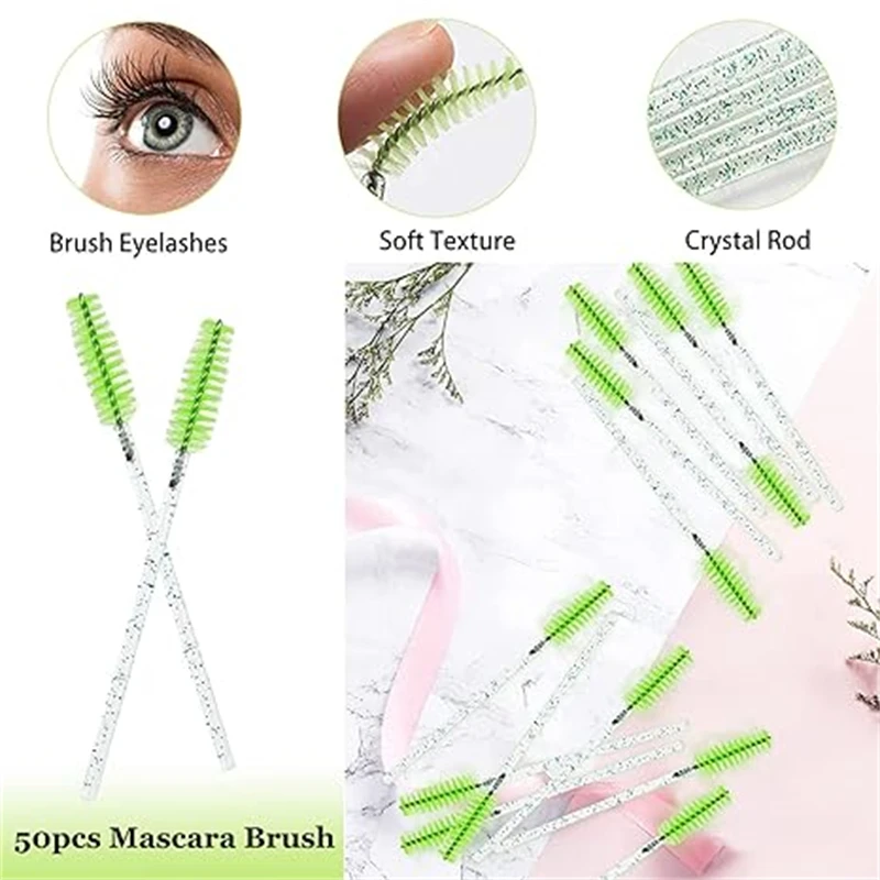 500 pcs Disposable Crystal Eyelash Brush Diamond Boxed Eye Lash Eyebrow Brushes Mascara Wands Applicator Extension Makeup Tools