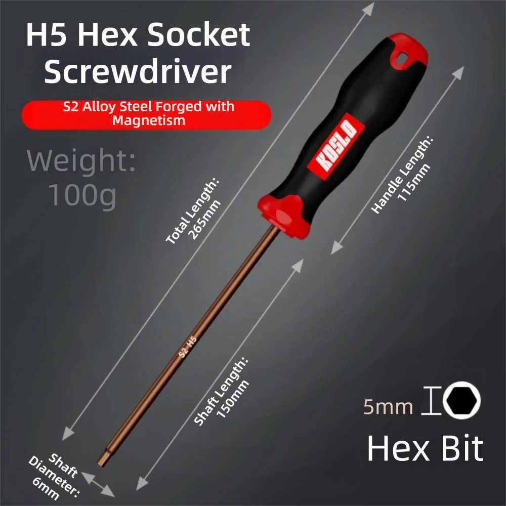 New Internal Hex Hexagonal Screwdriver Straight Shank H2.5/4mm Hexagonal Wrench Extended Length Maintenance Tool
