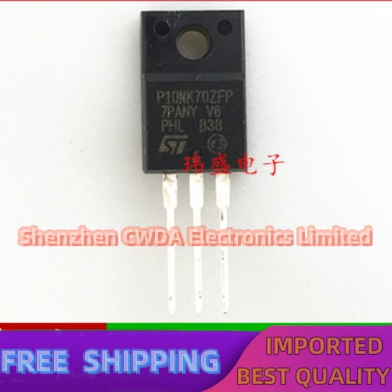 10PCS-20PCS   STP10NK70ZFP P10NK70ZFP TO-220F 10A 700V  Best Quality 