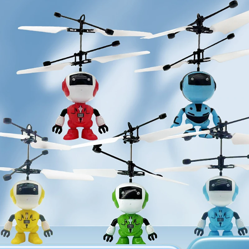 Creative Mini Induction Flying Robot Helicopter Drone USB Charging Induction Robot Suspension Aircraft Child Gift Fidget Toy