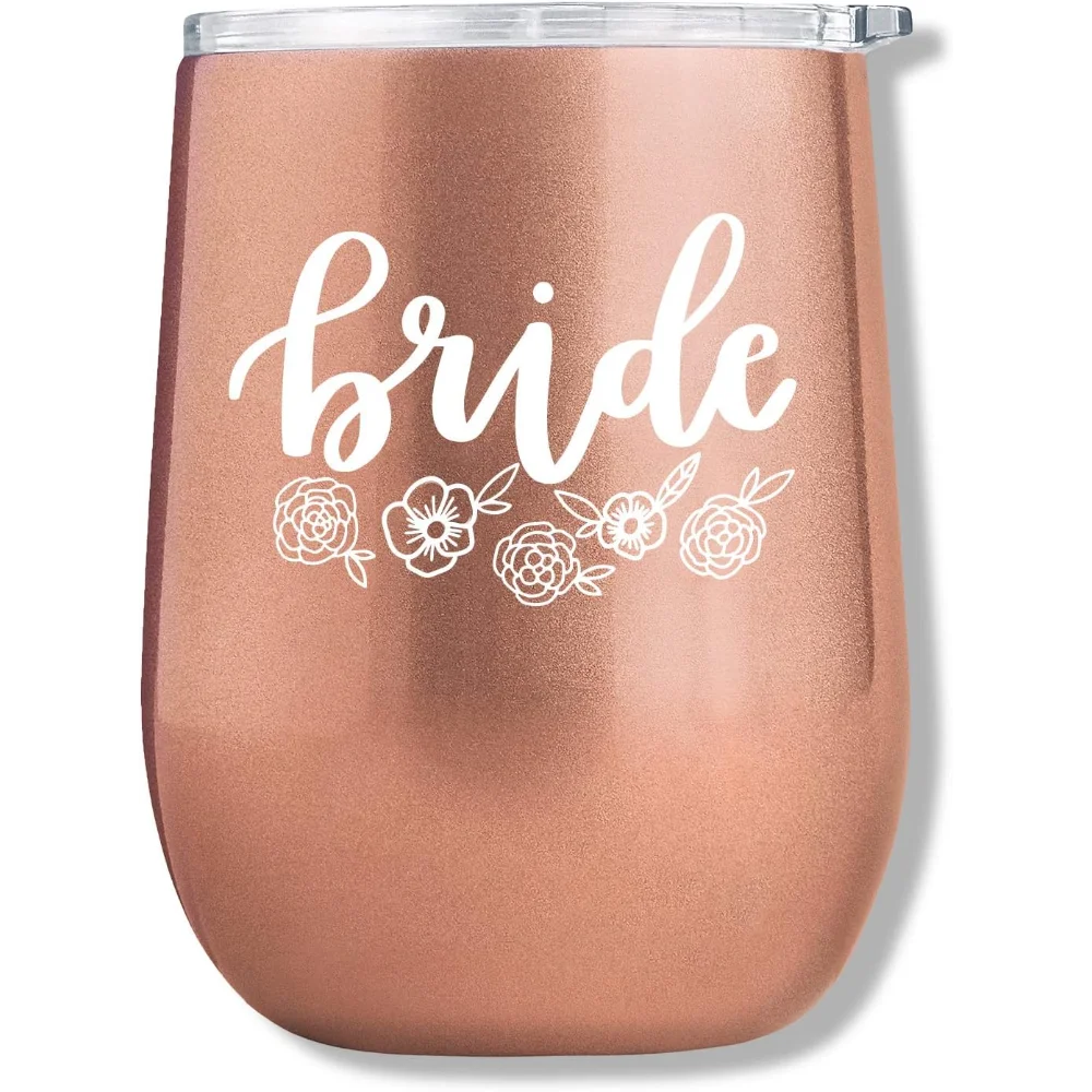 12oz Bride Wine Tumbler Gift Glossy Stainless Steel Bachelorette Party Decorations Cups Bridal Shower Engagement Bride To Be