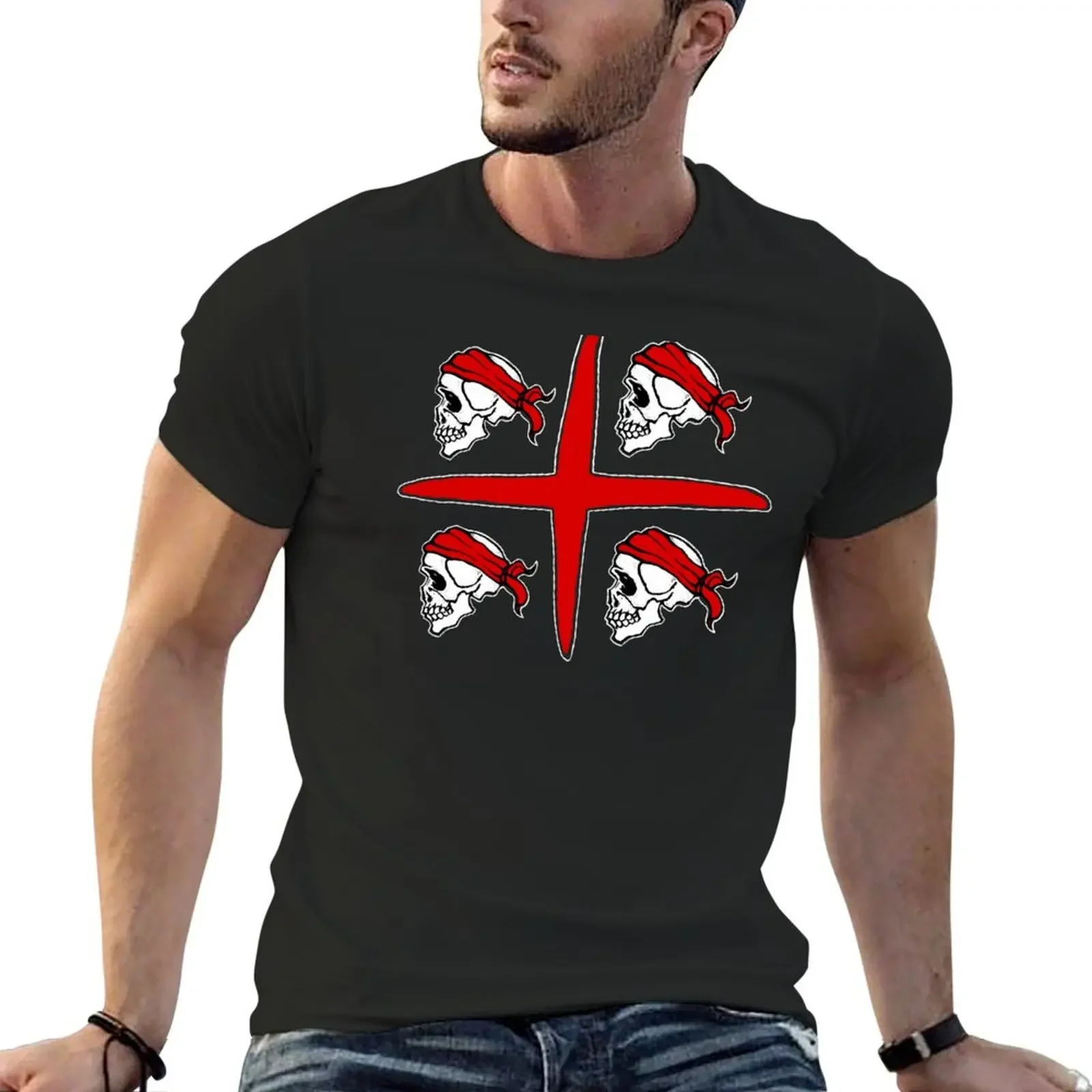 4 MORI CAGLIARI SARDEGNA LOGO 4 TESCHI T-Shirt anime figures man clothes mens designer t shirt