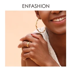 Enfashion Pure Form Link Chain Ring Men Gold Color Ladies Rings For Women Fashion Jewelry Bague Femme Homme Ringen RF184006