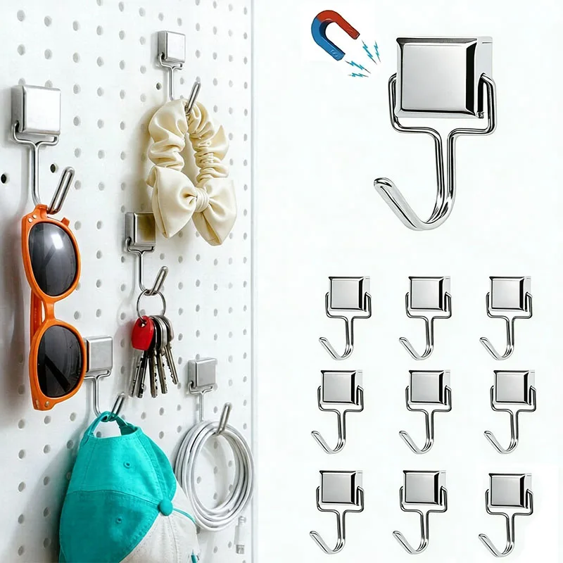 2-50PCS Magnetic Hooks with Swivel Mini Magnet Hook Multi-Purpose Storage Hooks for Hanging Keys Towels Gloves Kitchen Hangers