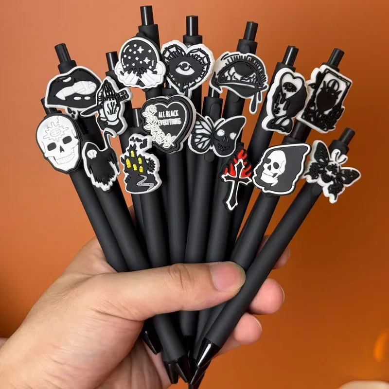 20/30pcs Creative, simple, cute Halloween-themed retractable ballpoint pen with funny ghost faces and skull designs Random Color
