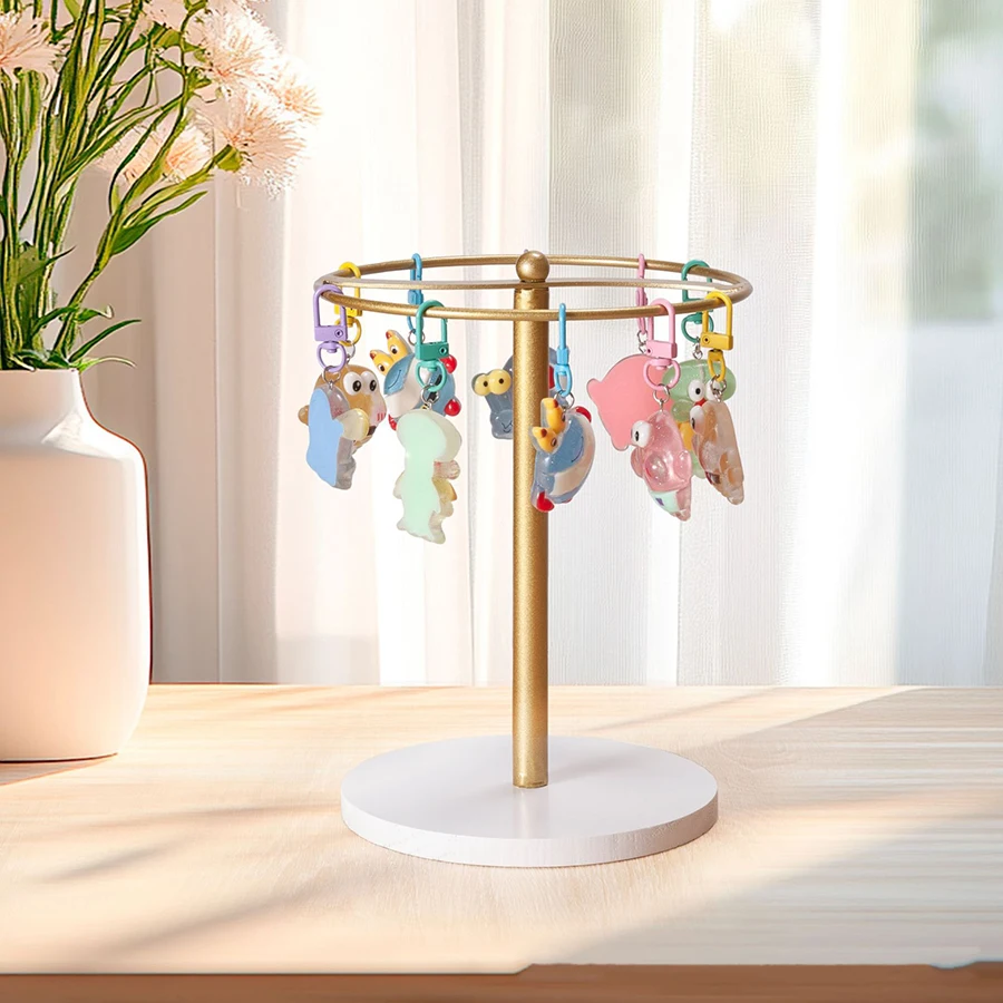 Eleganter Brillenständer mit Holzfuß - Metall-Brillenhalter, Fassungsvermögen für 12 Brillenpaare - Brillen-Displayständer – Detail 9