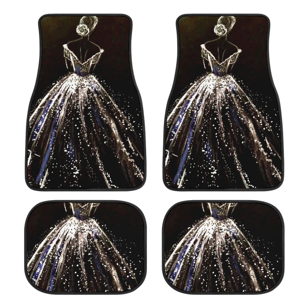 Wedding Dress Girls Design Pattern Car Floor Mats Rubber Print Fits Most Car Accessories Decoration Interior Car Floor Mats