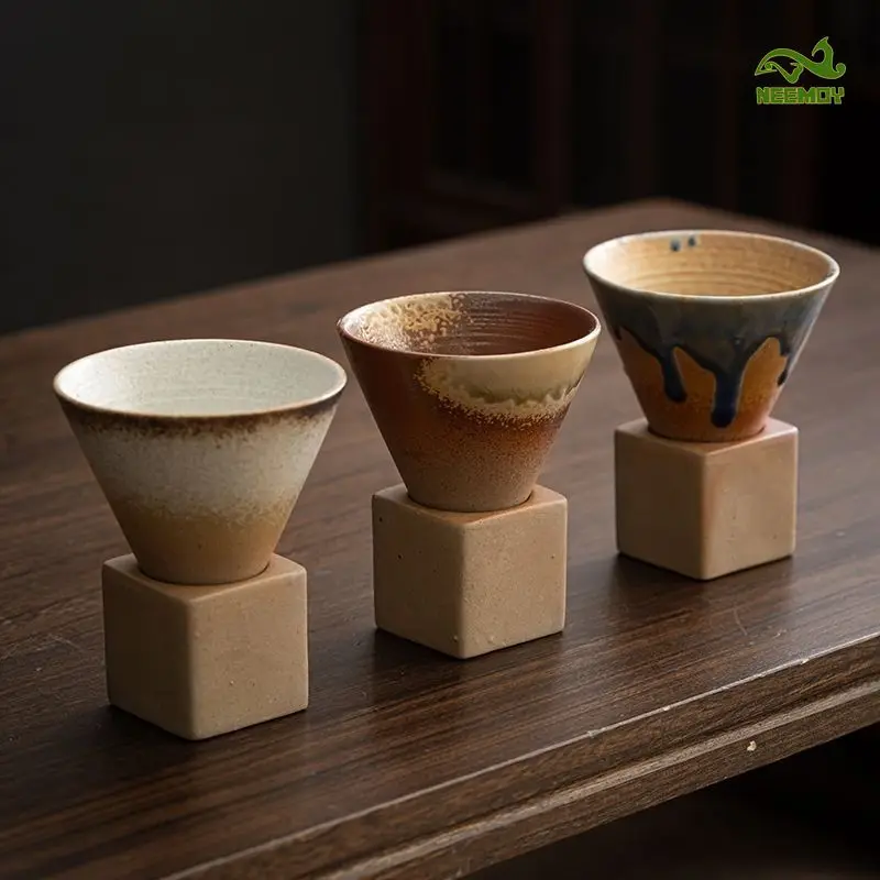 Coarse Pottery Mug Creative Cup Japanese Style Popular Tea Cup Cross-border Ins Ceramic Retro Coffee Cup Gift for Milk Tea