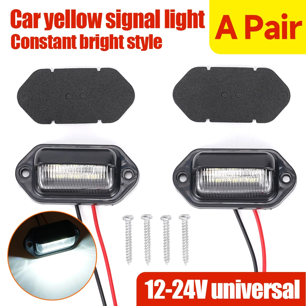 

2pcs Universal Side Light 6 LED Number License Plate Light 12V 24V Lamp Tail light For Cars Truck Trailers Motorcycle Boat