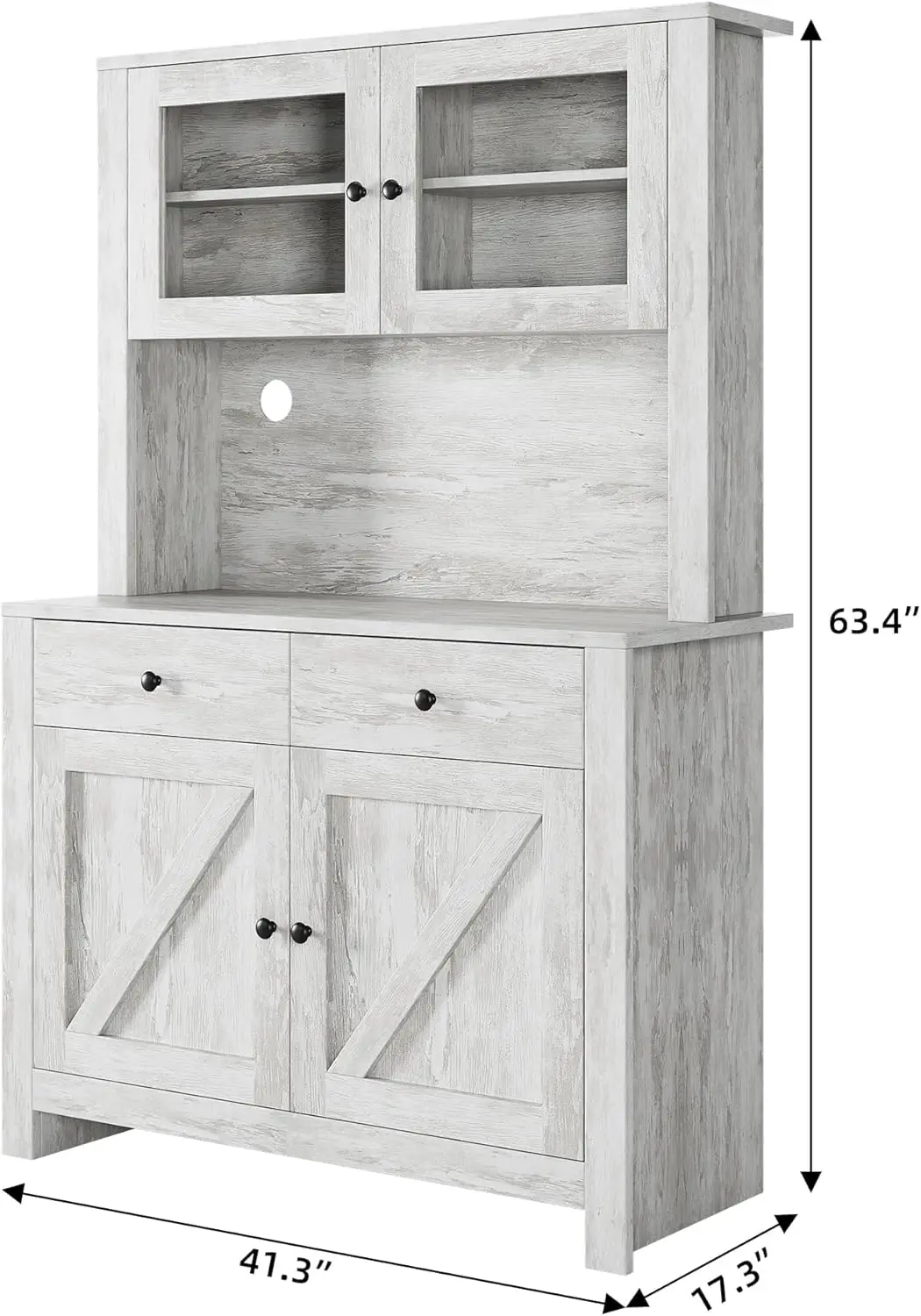 Kitchen Pantry with Microwave Support, Freestanding Kitchen Cabinet with Sideboard, with Adjustable Shelves