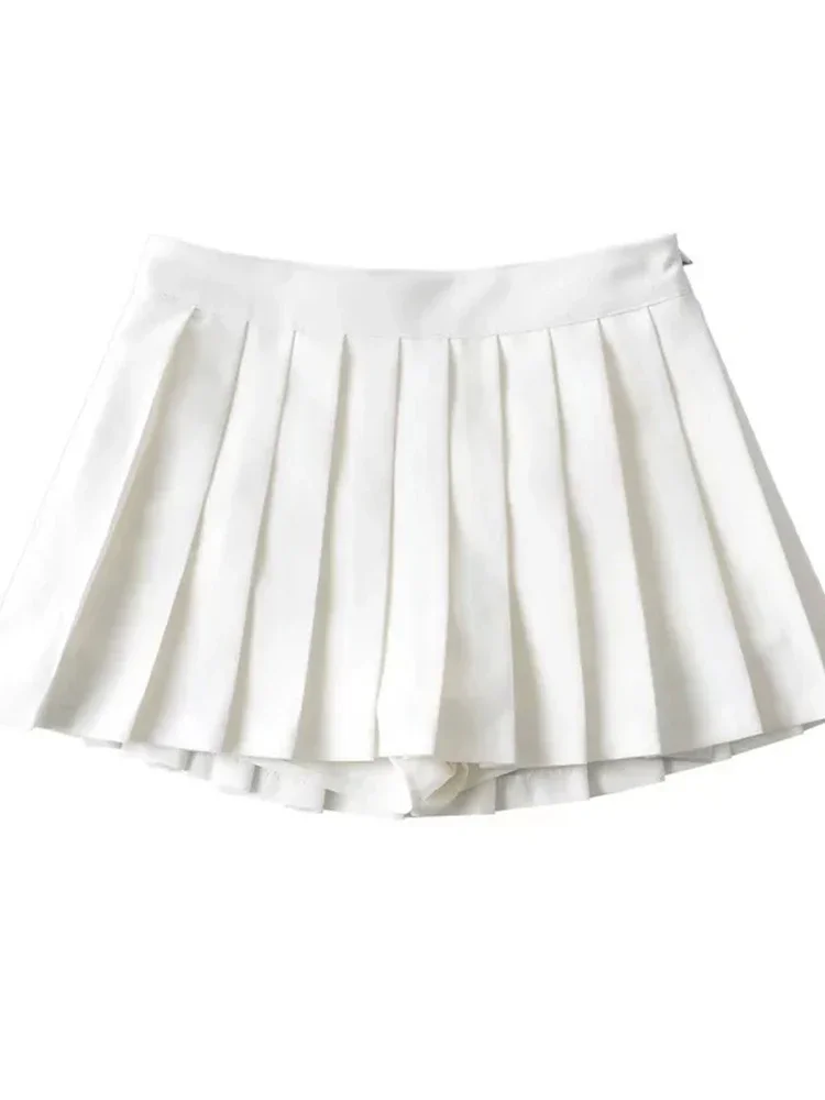 Summer High Waist Skirt Women Sexy Mini Vintage Pleated Korean Tennis Short White Black