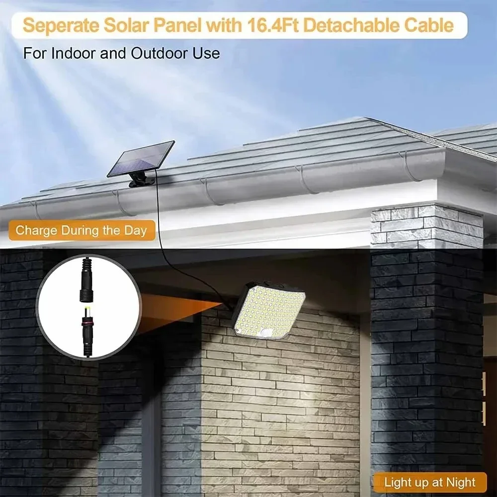 Luz Solar led para exteriores, lámpara de calle con 3 modos, Sensor de movimiento, Control remoto, IP65, impermeable, para pared de Patio, garaje y