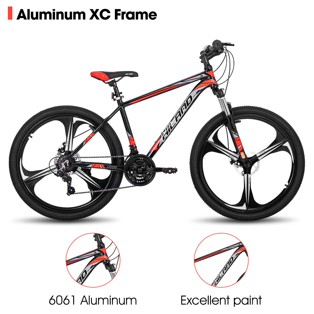 Hiland Mountain Bike,Shimano 21 Speeds Drivetrain,Aluminum Frame 26 Inch Wheels, with Disc-Brake for Men Women Men's MTB Bicycle